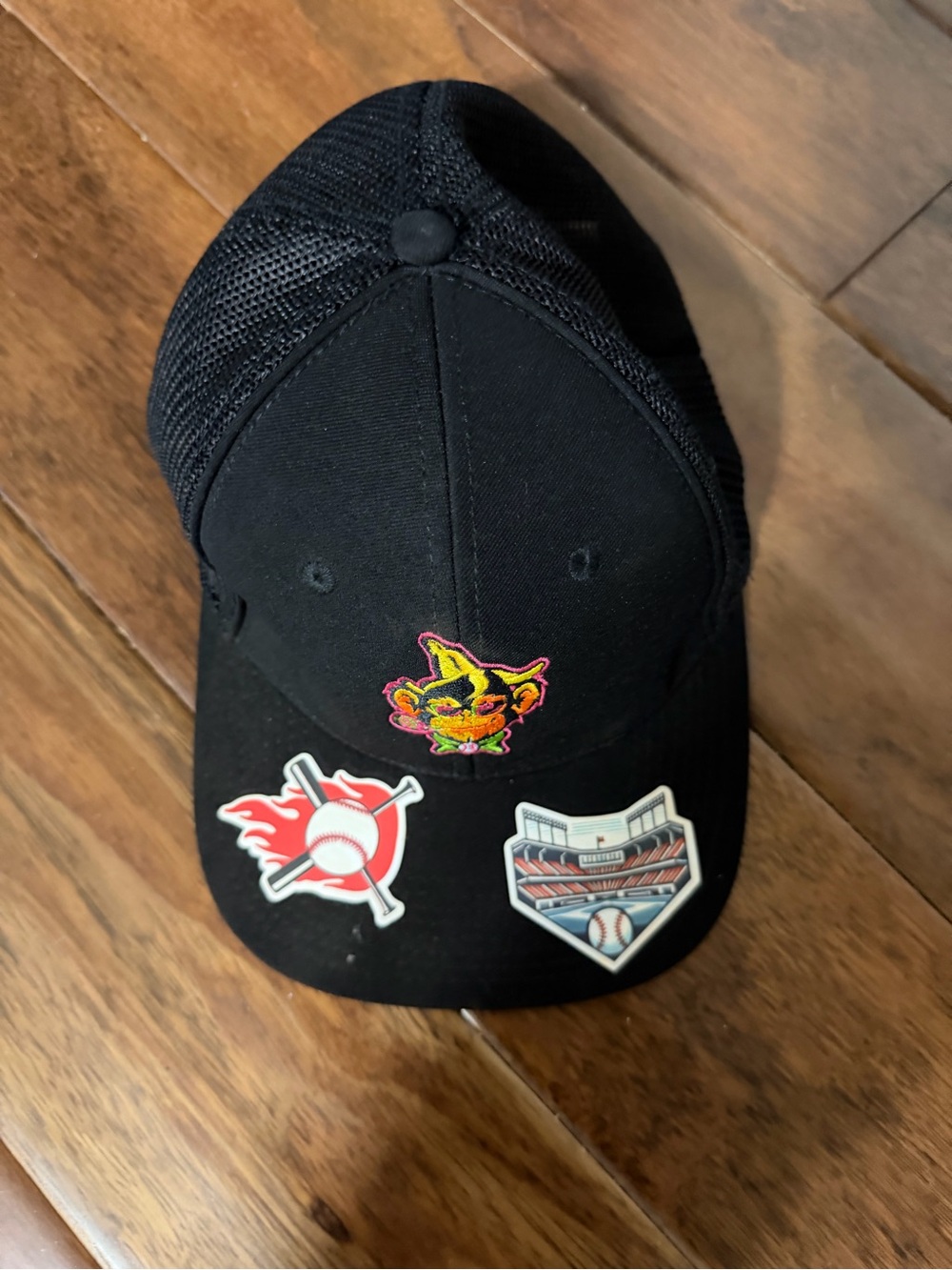 Black Cap with Colorful Baseball Patches